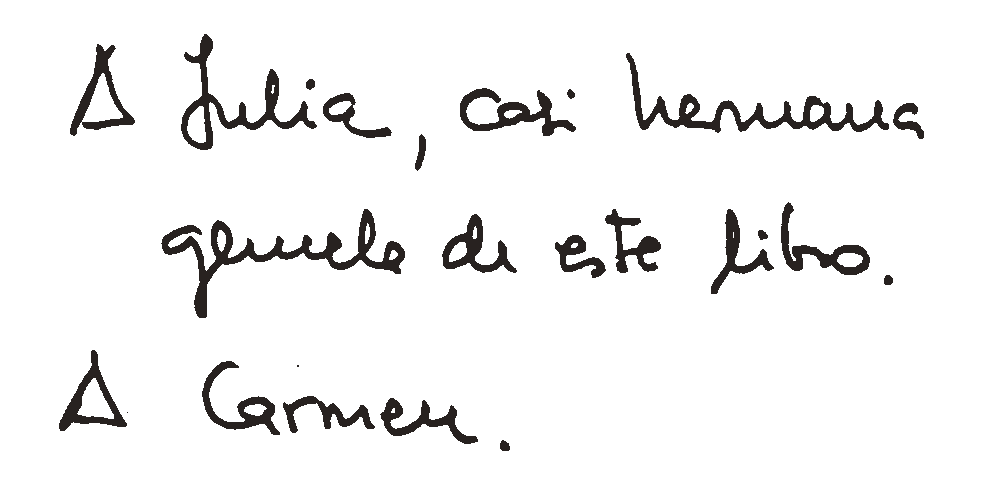 A Julia, casi hermana gemela de este libro. A Carmen.